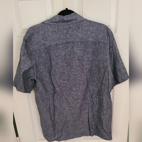 Short Sleeve Button Down Gray Shirt Top Size M Tommy Hilfiger - Picture 2 of 6